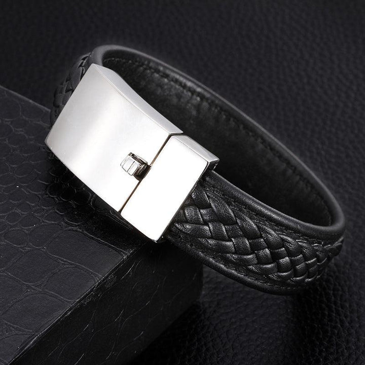 Kalen 20mm Leather Stainless Steel Bracelet For Men - kalen