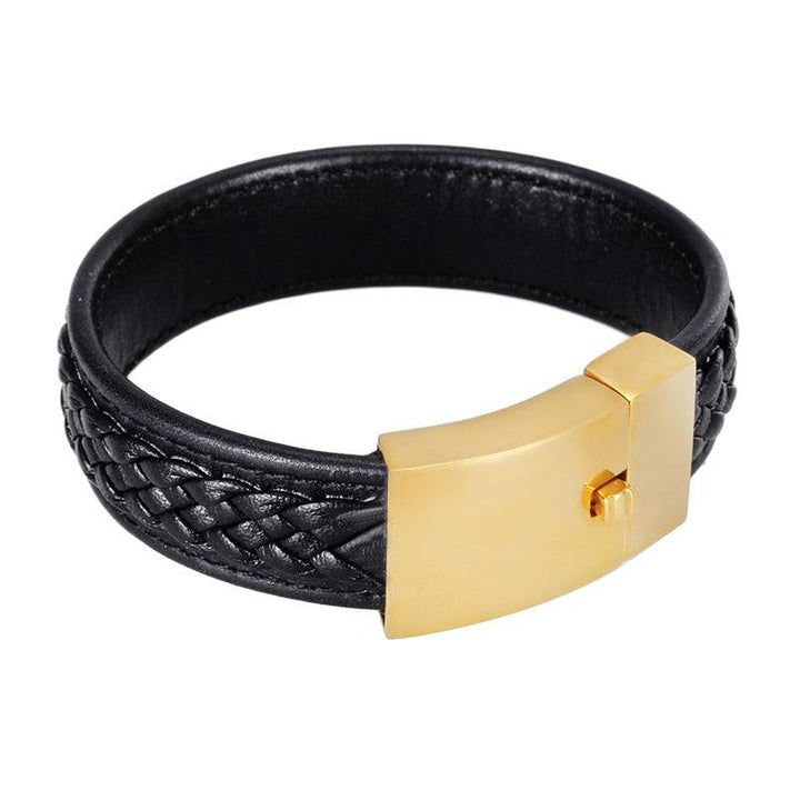 Kalen 20mm Leather Stainless Steel Bracelet For Men - kalen