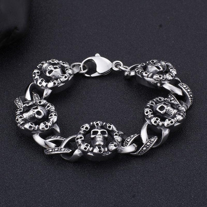 KALEN 20mm Skull Charm Chain Stainless Steel Bracelet for Men - kalen