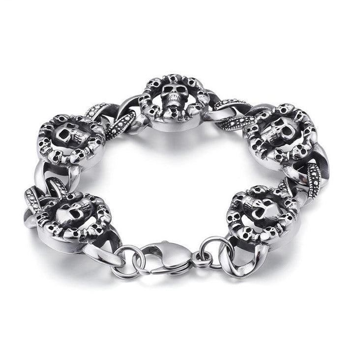 KALEN 20mm Skull Charm Chain Stainless Steel Bracelet for Men - kalen