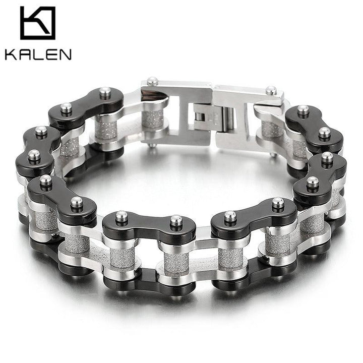 Kalen 21mm Biker Stainless Steel Bicycle Chain Colorful Roller Bracelet for Men - kalen