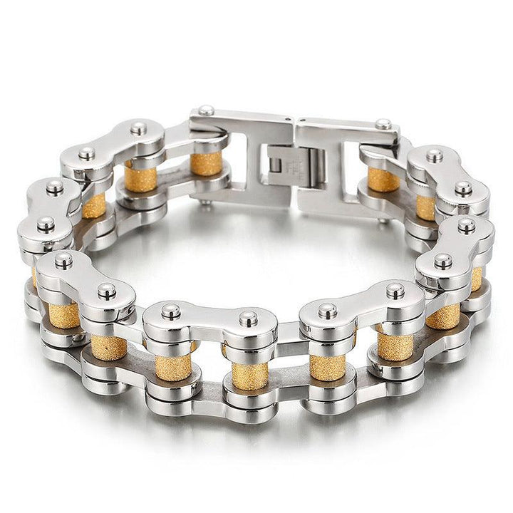 Kalen 21mm Biker Stainless Steel Bicycle Chain Colorful Roller Bracelet for Men - kalen