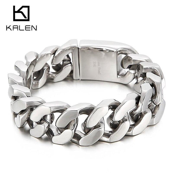 KALEN 22cm Stainless Steel Link Chain Bracelet For Men Heavy Chunky Cuban Chain Biker Bracelet Punk Jewelry Accessories.