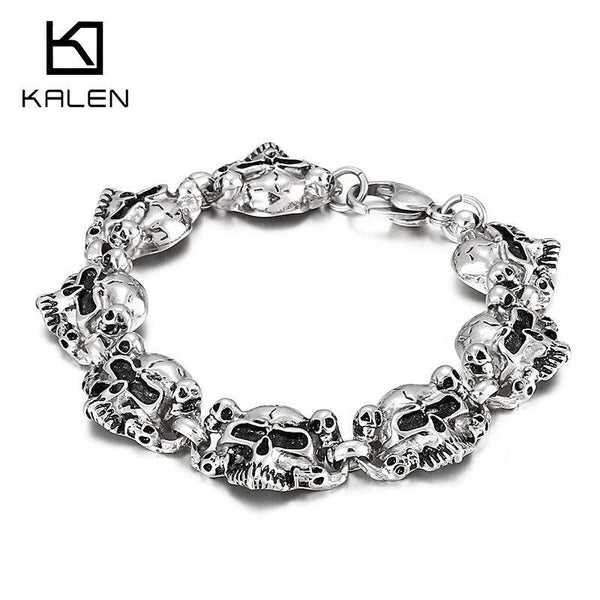 KALEN 22mm Skull Charm Chain Stainless Steel Bracelet for Men - kalen