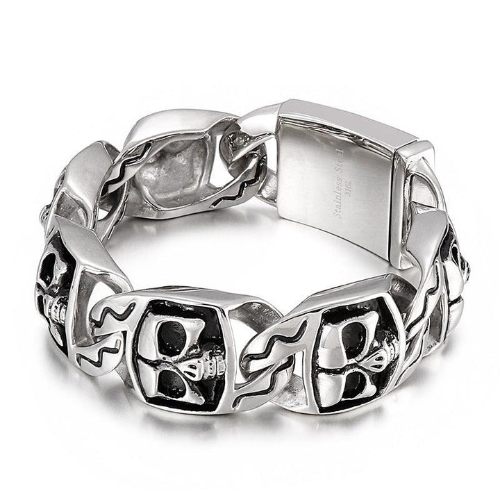 KALEN 23/27mm Skull Charm Stainless Steel Bracelet for Men - kalen