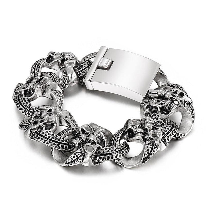 KALEN 23/27mm Skull Charm Stainless Steel Bracelet for Men - kalen