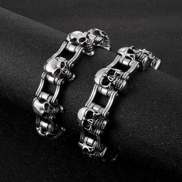Kalen 23mm Bicycle Chain Skull Charm Bracelet for Men - kalen
