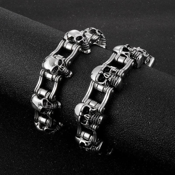 Kalen 23mm Bicycle Chain Skull Charm Bracelet for Men - kalen