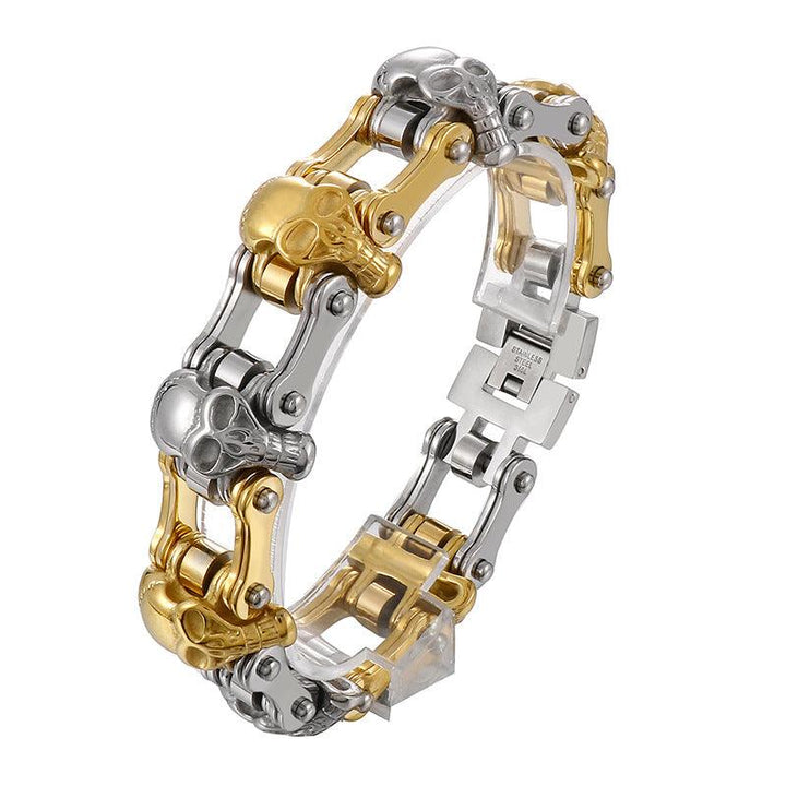 Kalen 23mm Bicycle Chain Skull Charm Bracelet for Men - kalen