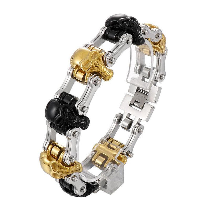 Kalen 23mm Bicycle Chain Skull Charm Bracelet for Men - kalen