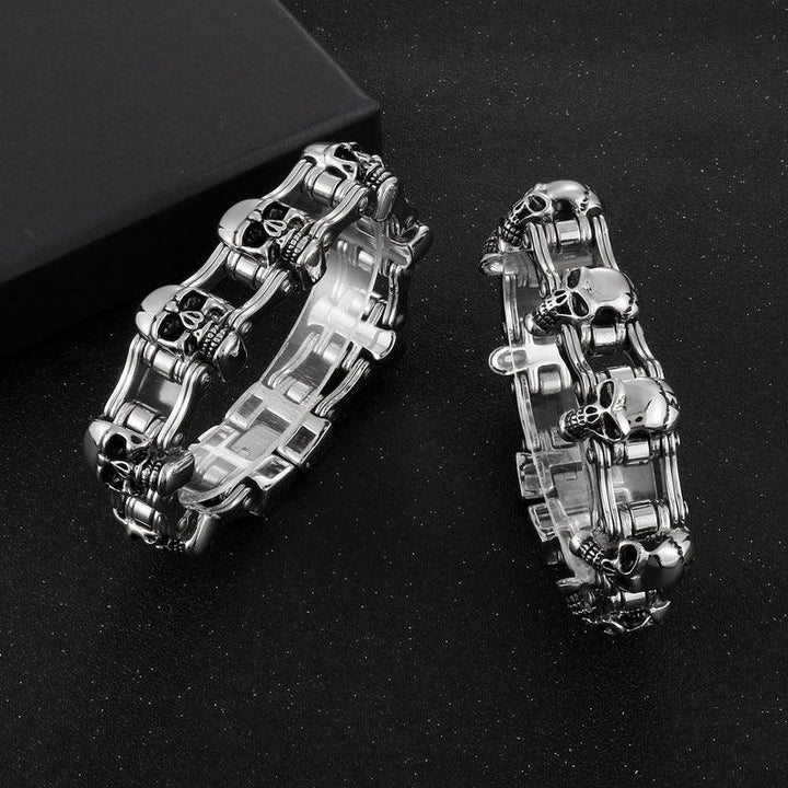 Kalen 23mm Bicycle Chain Skull Charm Bracelet for Men - kalen