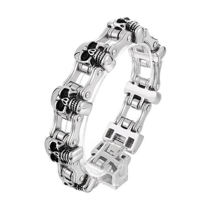 Kalen 23mm Bicycle Chain Skull Charm Bracelet for Men - kalen