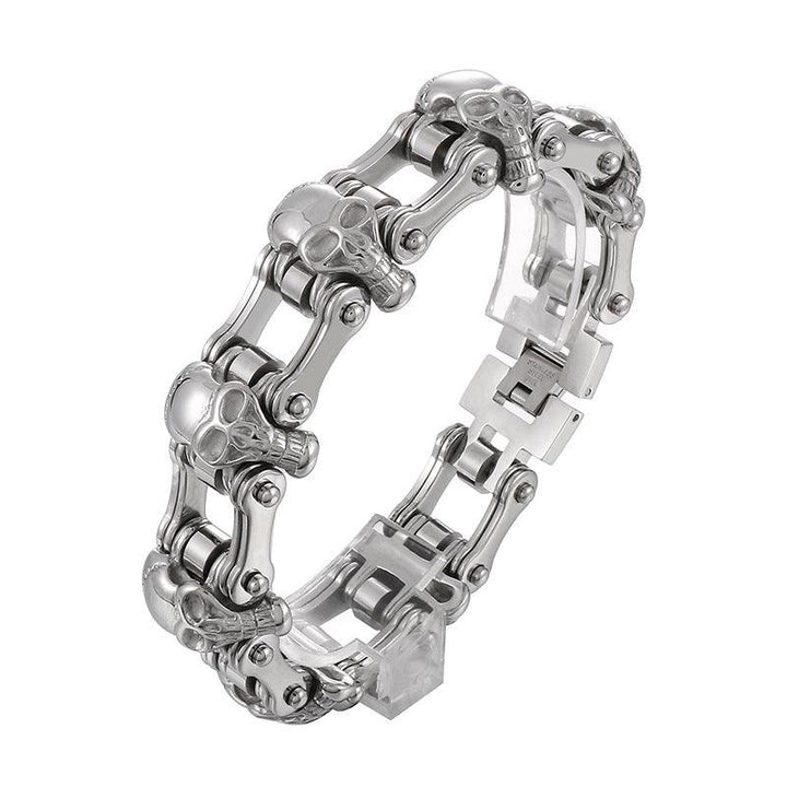 Kalen 23mm Bicycle Chain Skull Charm Bracelet for Men - kalen