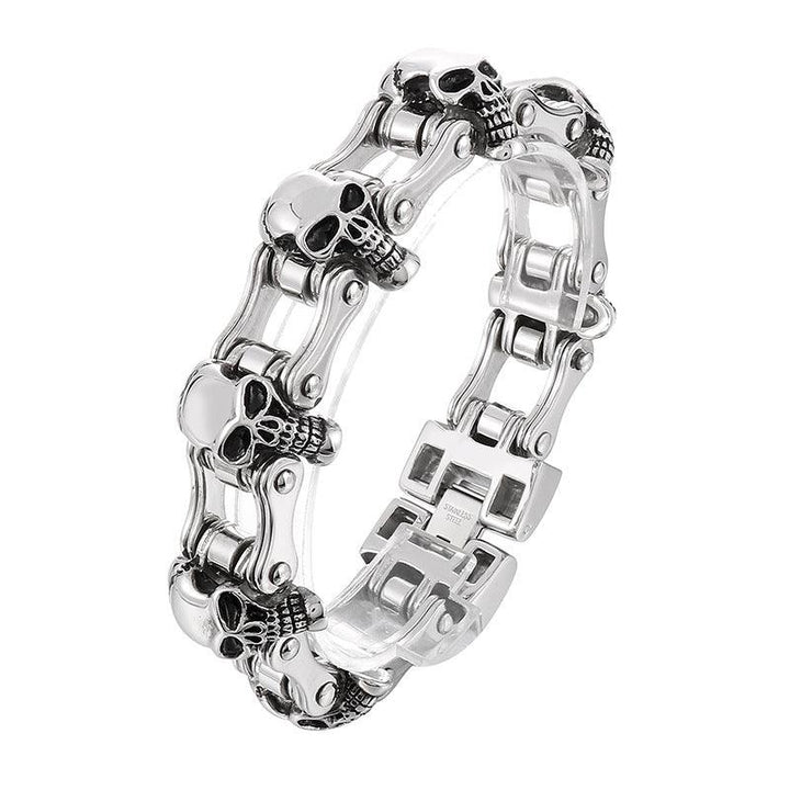 Kalen 23mm Bicycle Chain Skull Charm Bracelet for Men - kalen