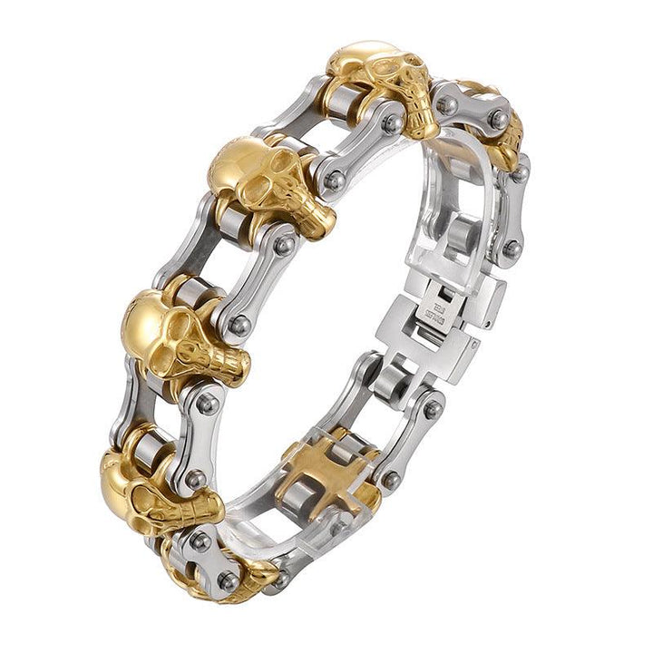 Kalen 23mm Bicycle Chain Skull Charm Bracelet for Men - kalen