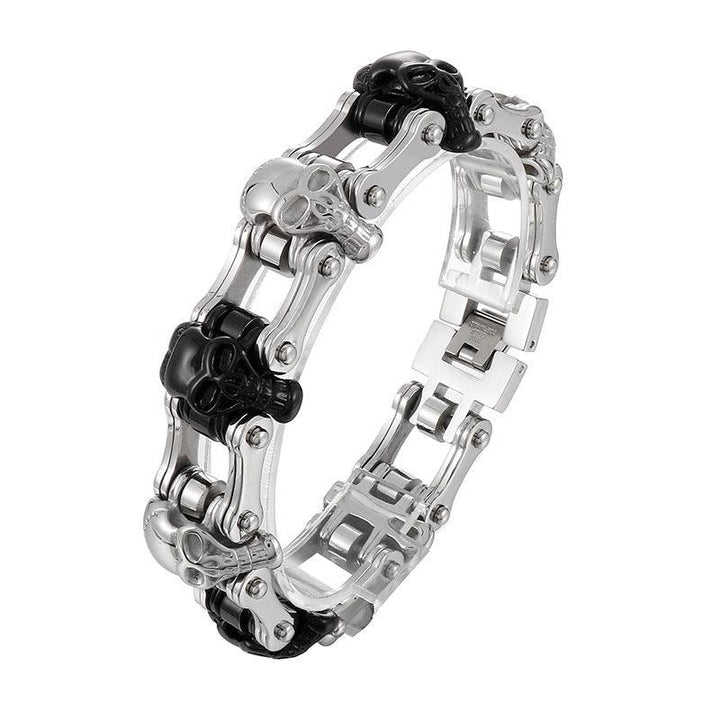 Kalen 23mm Bicycle Chain Skull Charm Bracelet for Men - kalen