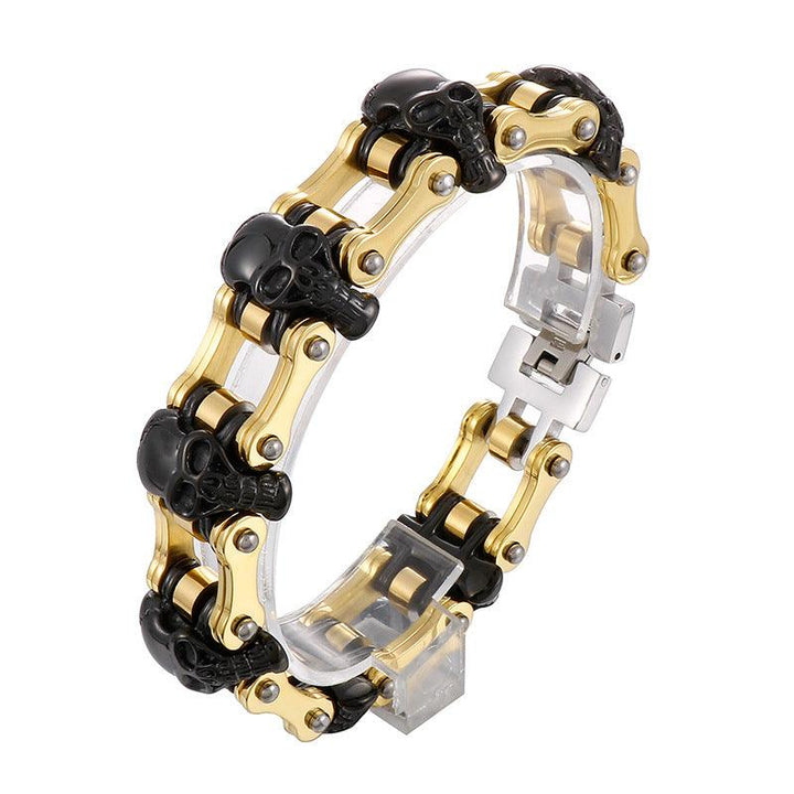 Kalen 23mm Bicycle Chain Skull Charm Bracelet for Men - kalen