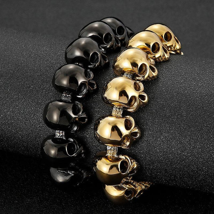 KALEN 23mm Stainless Steel Black Skull Chain Bracelet Necklace for Men - kalen