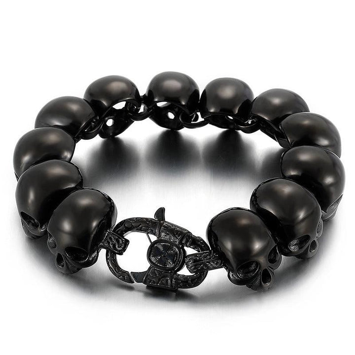 KALEN 23mm Stainless Steel Black Skull Chain Bracelet Necklace for Men - kalen