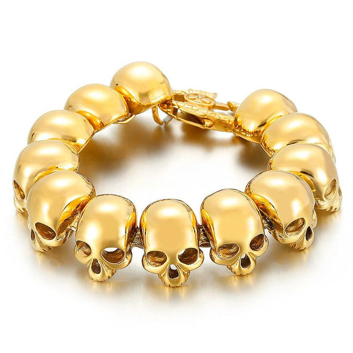 KALEN 23mm Stainless Steel Black Skull Chain Bracelet Necklace for Men - kalen
