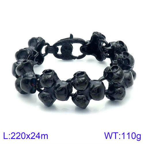 Kalen 24mm Gothic Style Stacked Skull Chain Bracelet for Men - kalen