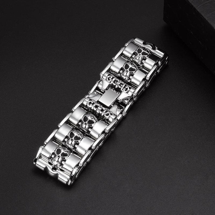 Kalen 24mm Punk Skull Stainless Steel Bicycle Bracelet for Men - kalen