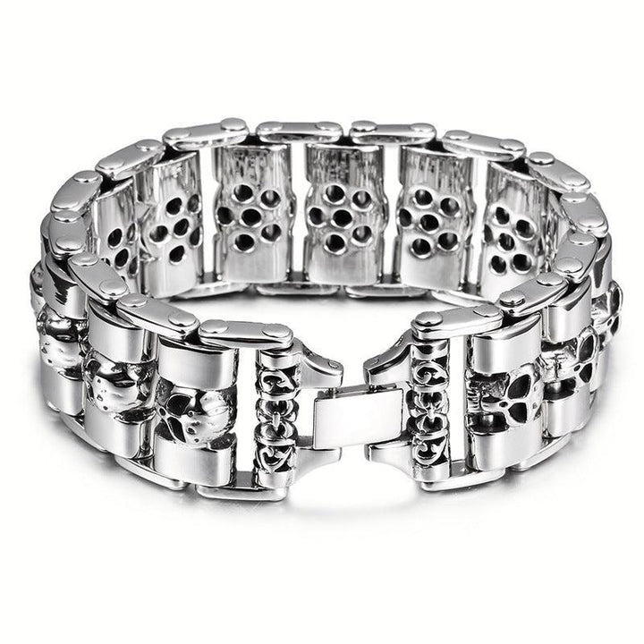 Kalen 24mm Punk Skull Stainless Steel Bicycle Bracelet for Men - kalen