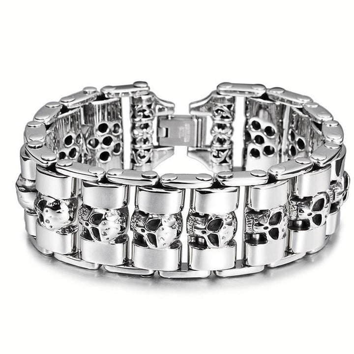 Kalen 24mm Punk Skull Stainless Steel Bicycle Bracelet for Men - kalen