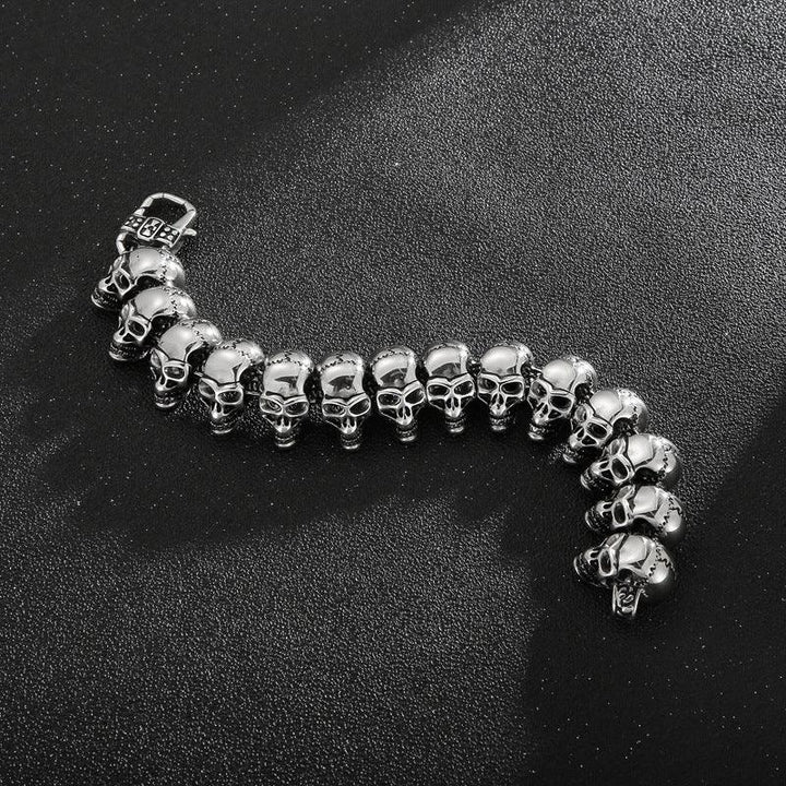 KALEN 24mm Stainless Steel Black Skull Chain Bracelet Necklace for Men - kalen