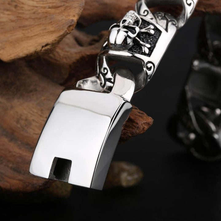 KALEN 26mm Skull Charm Stainless Steel Bracelet for Men - kalen