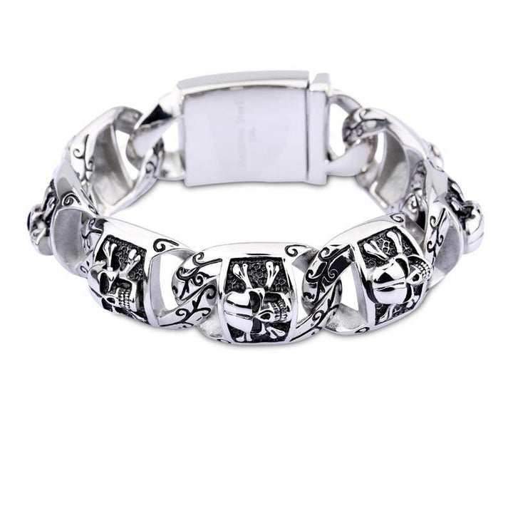 KALEN 26mm Skull Charm Stainless Steel Bracelet for Men - kalen