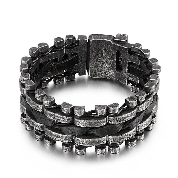 Kalen 28/34/42mm Leather Stainless Steel Bracelet For Men - kalen