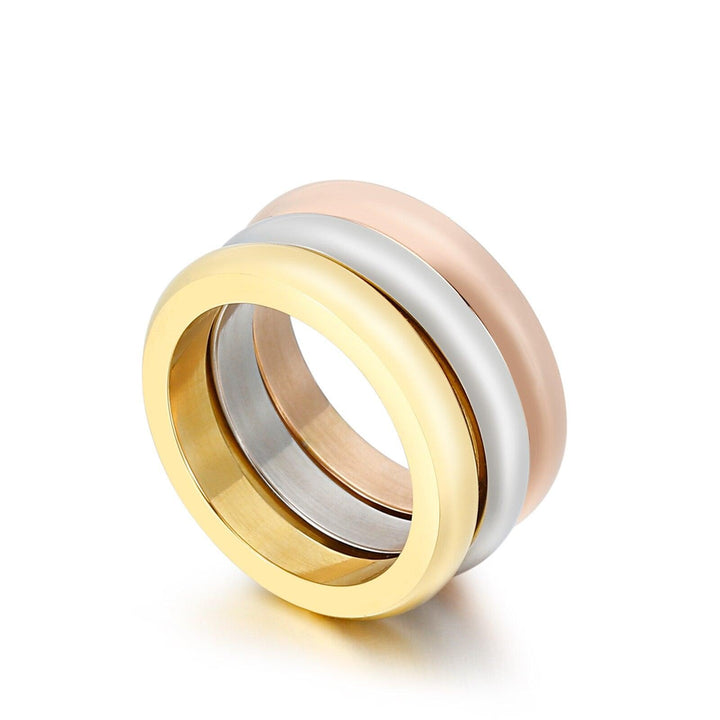 KALEN 3 Pieces/Set Ring Rose Gold/Silver Color Titanium Steel Round Rings For Women Wedding Jewelry Anniversary Simple Ring Set.