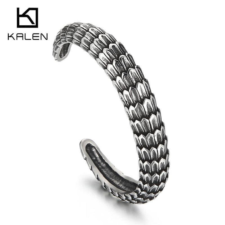 KALEN 316L Stainless Steel Viper Snake Open Cuff Bangle Men Women Charm Punk Animal Bangles.