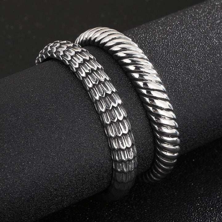 KALEN 316L Stainless Steel Viper Snake Open Cuff Bangle Men Women Charm Punk Animal Bangles.