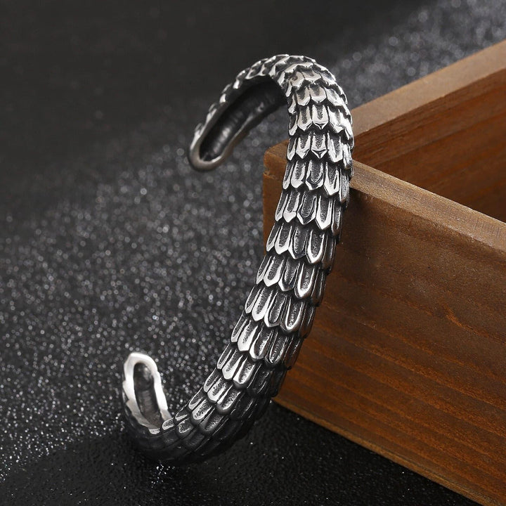 KALEN 316L Stainless Steel Viper Snake Open Cuff Bangle Men Women Charm Punk Animal Bangles.