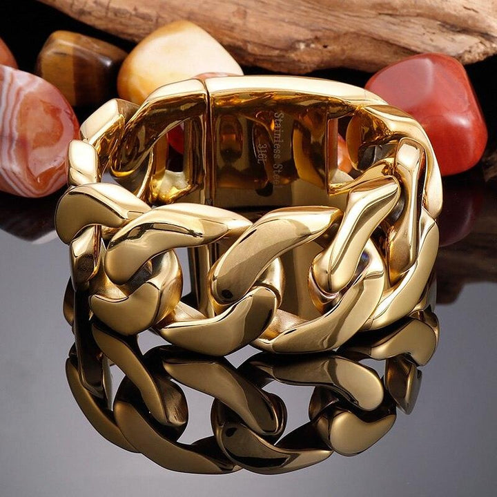 KALEN 31mm Big Heavy Cuban Link Chain Bracelet Men Stainless Steel Trendy Jewelry.