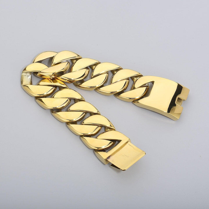 KALEN 31mm Brushed/Shiny Big Heavy Cuban Chain Stainless Steel Women Ankle Jewelry Chunky Link.