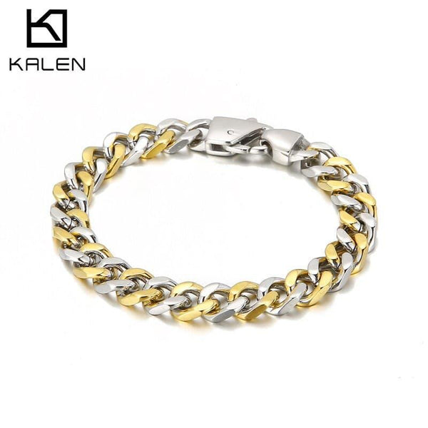 KALEN 3color 316L Stainless Steel Cuban Chain Men's Simple Bracelet Fashion Jewelry.