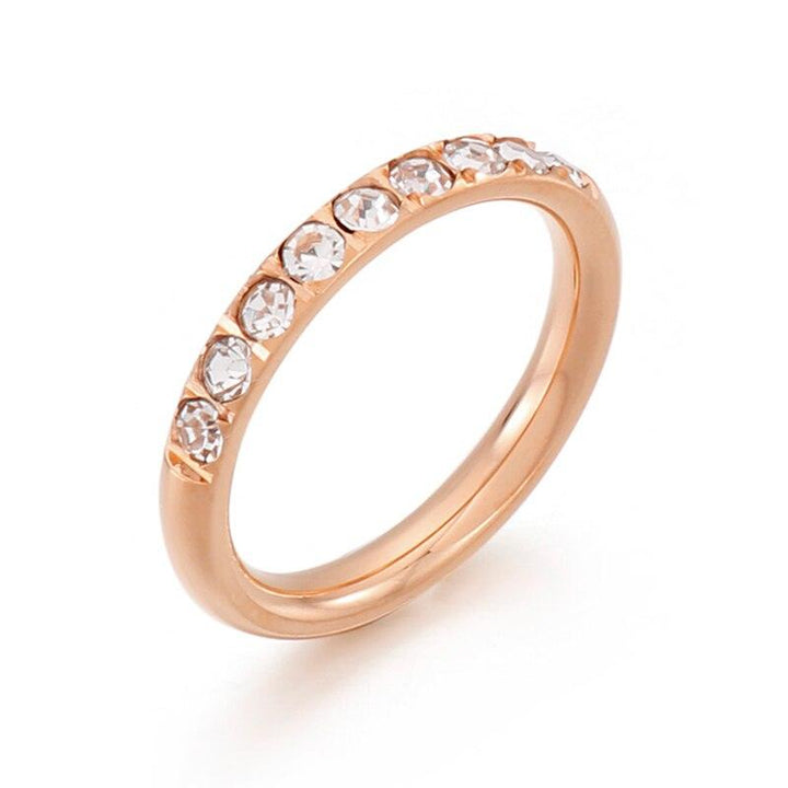 Kalen 3mm Women Ring Stainless Steel Ring Rose Gold /Sliver /Gold Color Rhinestone Crystal Opal Rings Jewelry  6/7/8/9 Size.