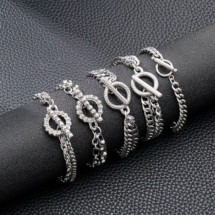 Kalen 5 Styles  Rolo Chain Bracelet Stainless Steel Heart Coins Charm Bracelets For Men Women 2021 Cuba Chain Bracelet Jewelry.