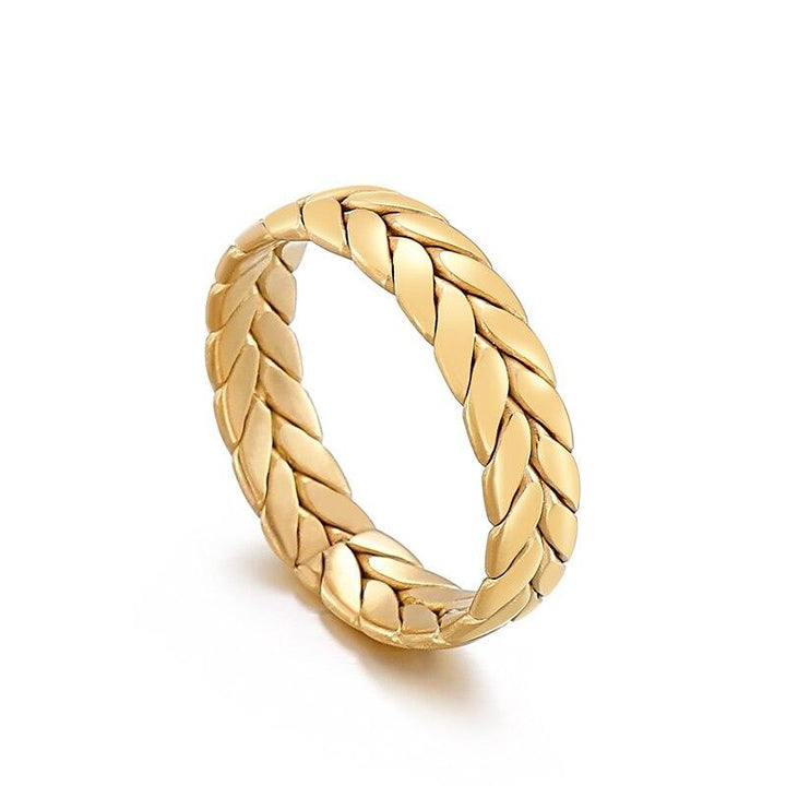 Kalen 5/7mm Thick Chunky Chain Ring Cuban Curb Link Gold Filled Stainless Steel Stylish Ring for Women Girls.