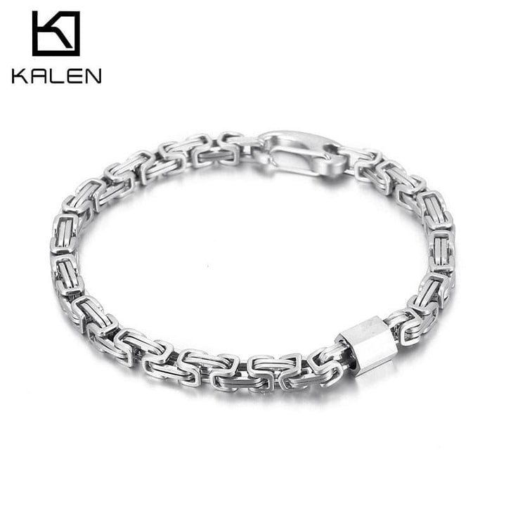 Kalen Retro Double Link  Men's Stainless Steel Bracelet Bicycle Chain Jewelry Simple Accessories.