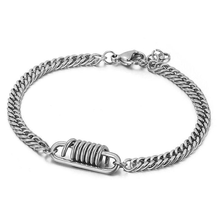 Kalen 5mm Cuban Chain Punk Stainless Steel Men's Bracelet Simple Link Fashion Jewelry.