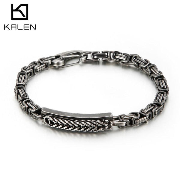 Kalen 5mm Stainless Steel Bracelet Men's Retro Punk Motorcycle Accessories  Jewelry Metal Charm.