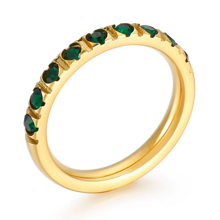 Kalen 6 Colors Shiny Round Zircon Women Rings Gold Color Female Daily Wear Stylish Colorful Rings Anniversary Girl Gift Jewelry.