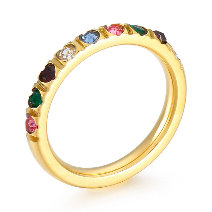 Kalen 6 Colors Shiny Round Zircon Women Rings Gold Color Female Daily Wear Stylish Colorful Rings Anniversary Girl Gift Jewelry.