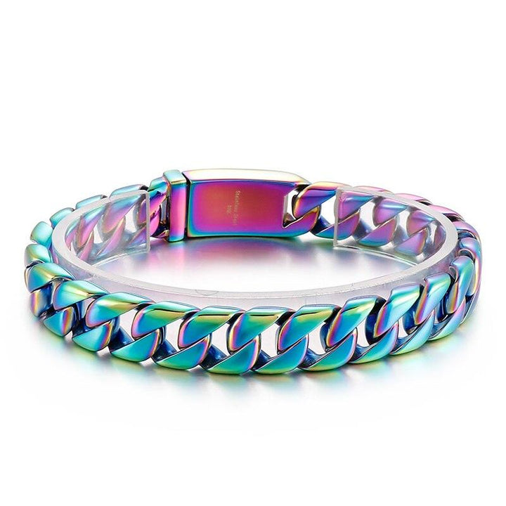 KALEN 6/12/20/24/31mm Rainbow Blue Color Gay Rope Curb Cuban Chain Bracelet Men Women Unisex Stainless Steel Jewelry New Color.