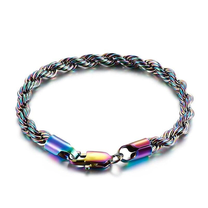 KALEN 6/12/20/24/31mm Rainbow Blue Color Gay Rope Curb Cuban Chain Bracelet Men Women Unisex Stainless Steel Jewelry New Color.