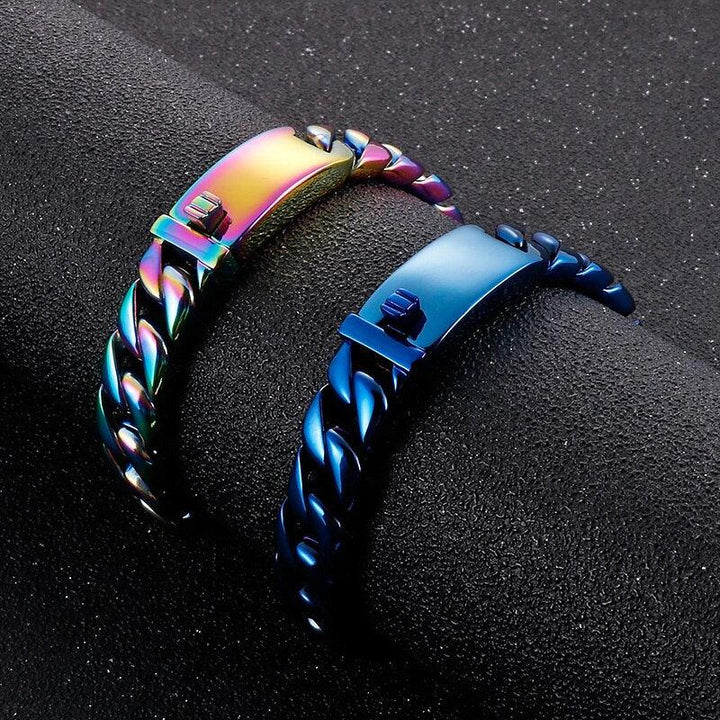 KALEN 6/12/20/24/31mm Rainbow Blue Color Gay Rope Curb Cuban Chain Bracelet Men Women Unisex Stainless Steel Jewelry New Color.